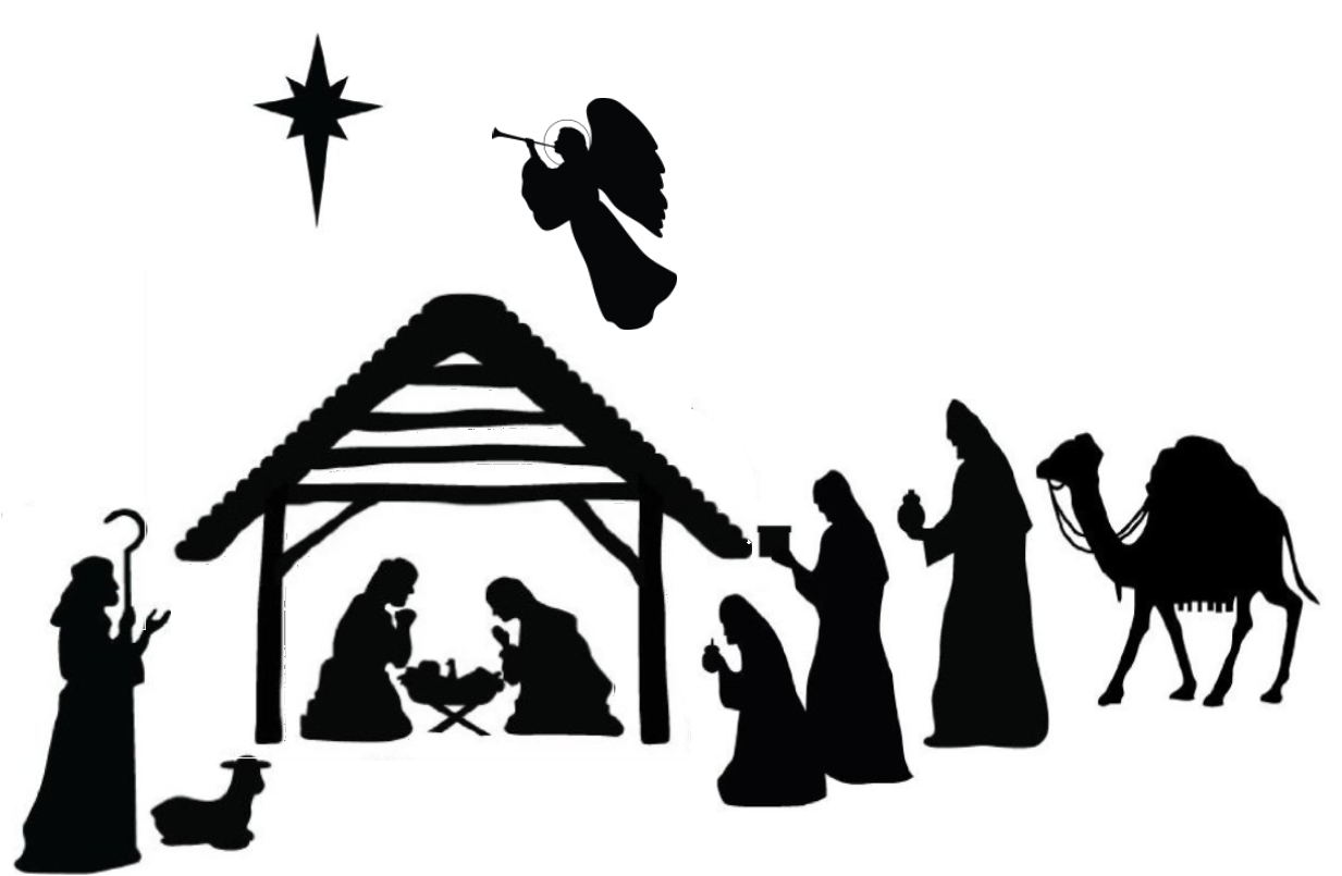 Nativity Silhouette Png Jpg Download - Silouette Of Christmas Story (1233x805), Png Download