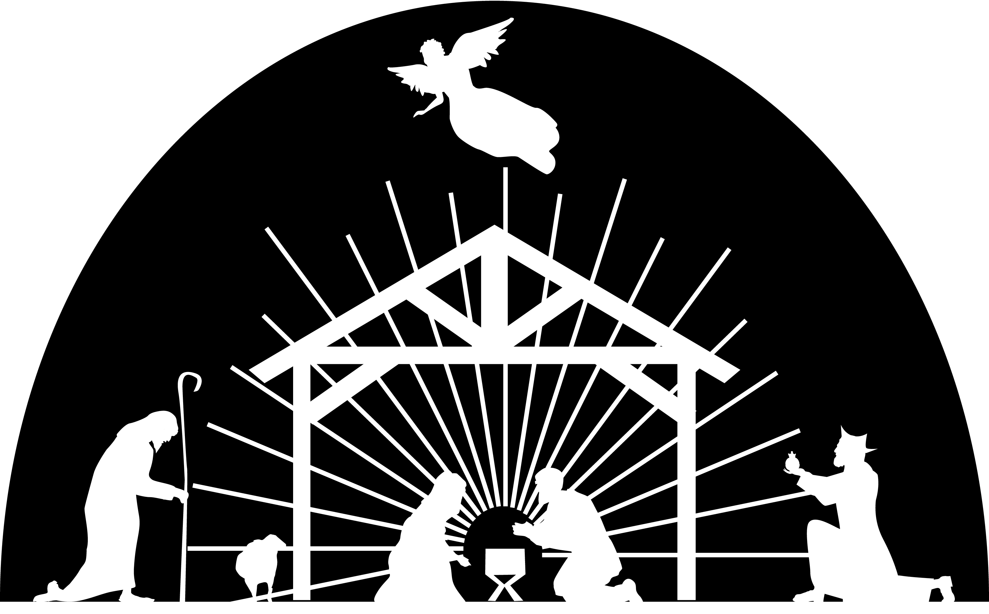 Nativity Scene White Silhouette - Silhouette Of A Nativity Scene (3300x2050), Png Download