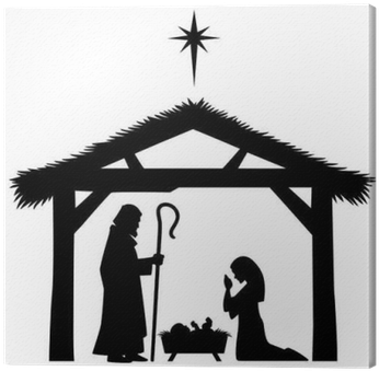Mary, Joseph And Jesus Silhouette Canvas Print • Pixers® - Mary Joseph And Baby Jesus Silhouette (400x400), Png Download