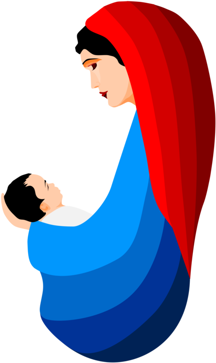 Mary Nativity Clipart - Clipart Mary And Baby Jesus (466x786), Png Download