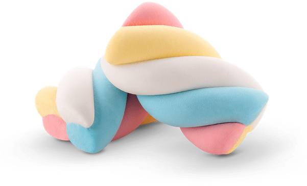 Marshmallow Twist Azul Rosa Amarelo Branco - Close-up (600x600), Png Download