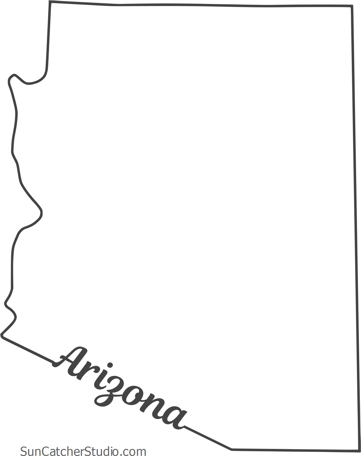 Free Arizona Outline With State Name On Border, Cricut - Paper (1591x2000), Png Download