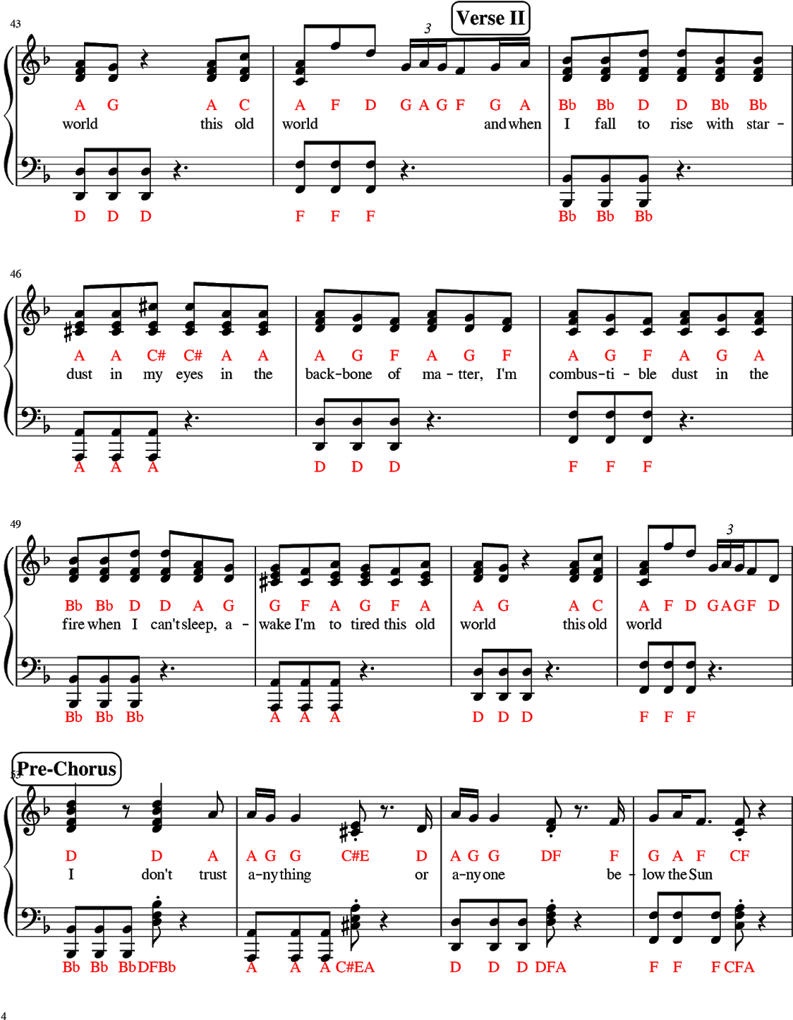 Panic At The Disco - Alright Dean Lewis Klaviernoten (1237x1600), Png Download