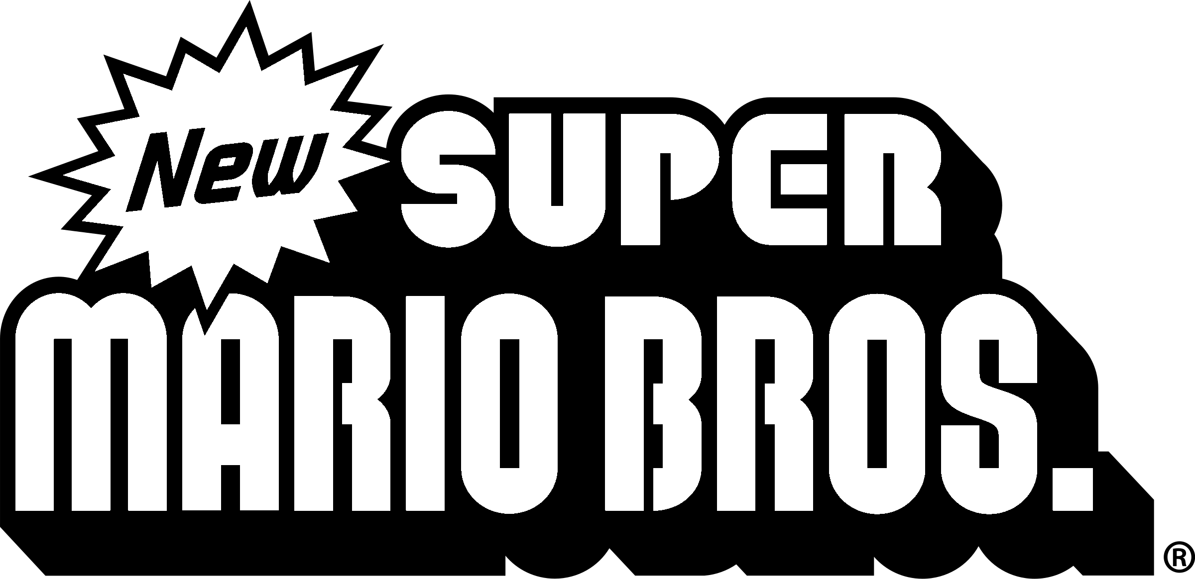 super mario bros black and white