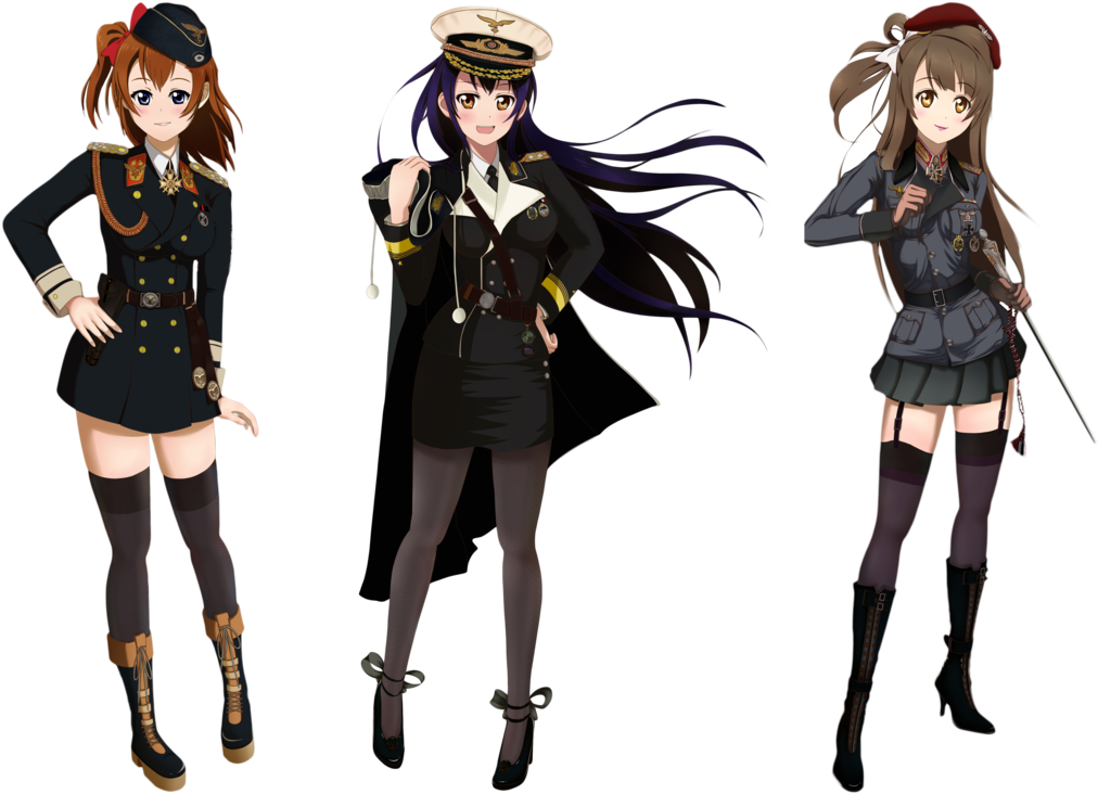 Girl Uniform Military Anime (1065x750), Png Download
