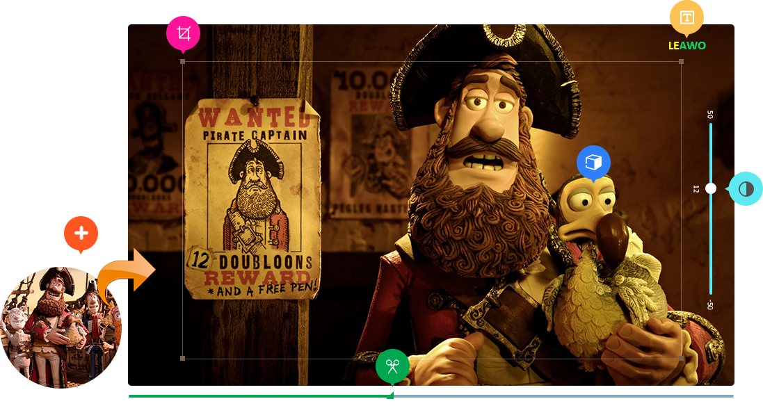 Adjust Video Effect, Add Image Or Text As Watermark - Pirates Bands Of Misfits Pirate Captain (1097x587), Png Download