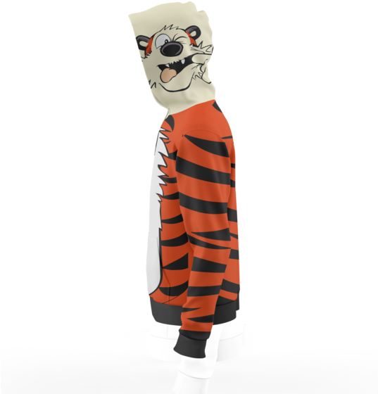 Calvin And Hobbes Zip Hoodie - Mascot (536x600), Png Download