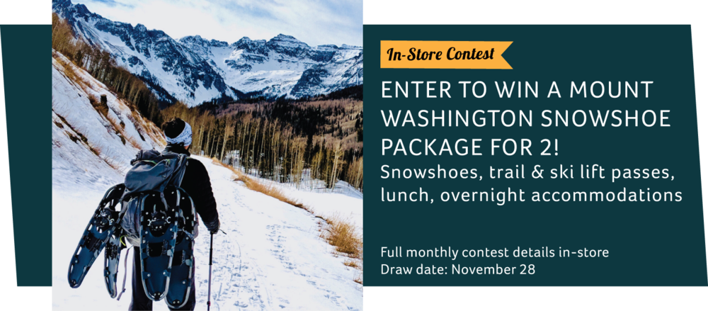 Cascadia Blog Nov 2018 In-store Contest - Snowshoe (1000x439), Png Download