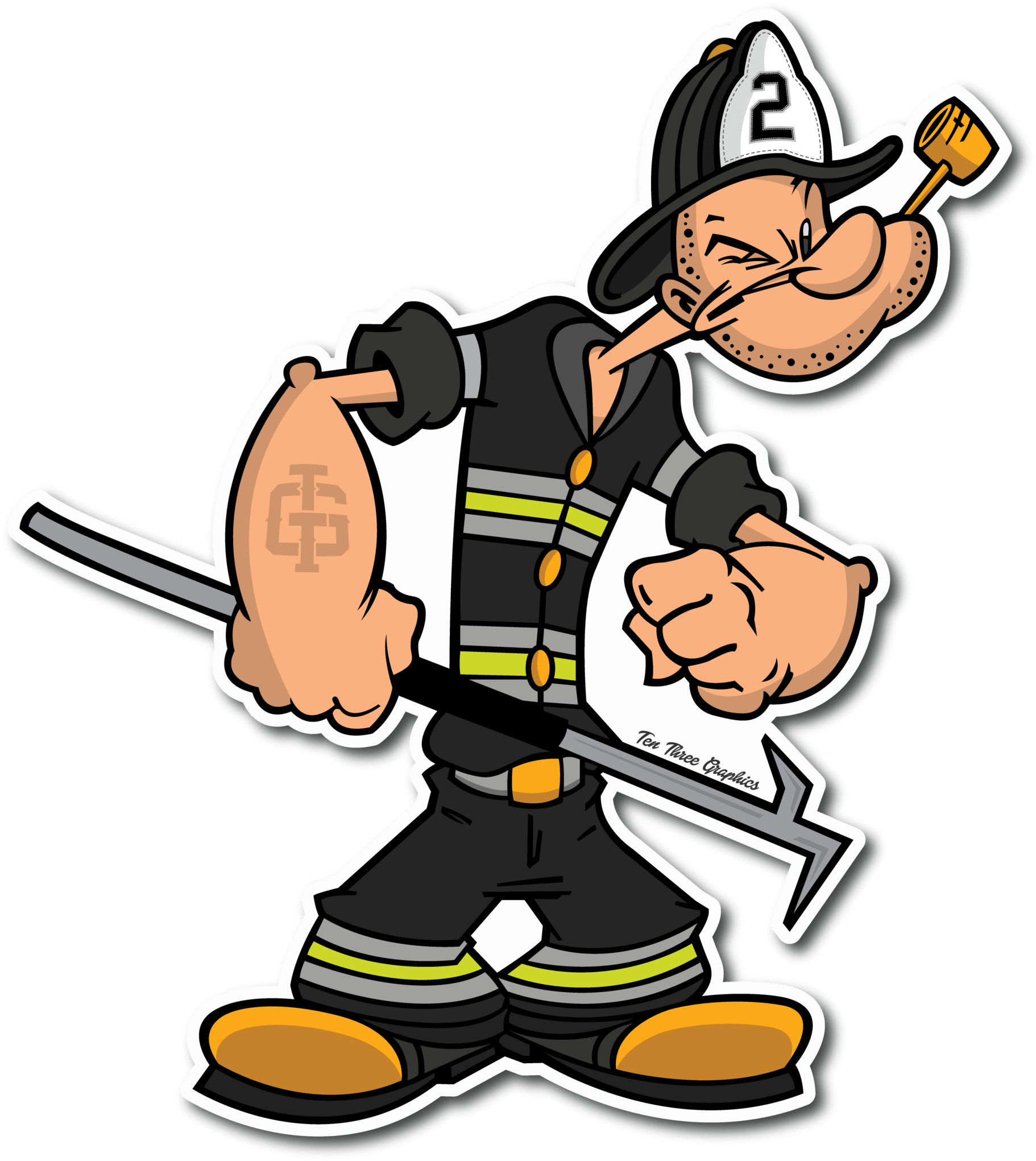 Old Man Firefighter Cartoon (1831x2048), Png Download