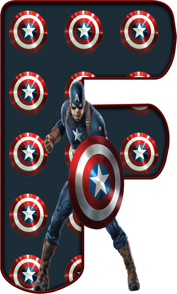 ✿‿de Alfabeto Decorativo Fede, Avengers, - Alfabeto Capitão America Png (607x1007), Png Download