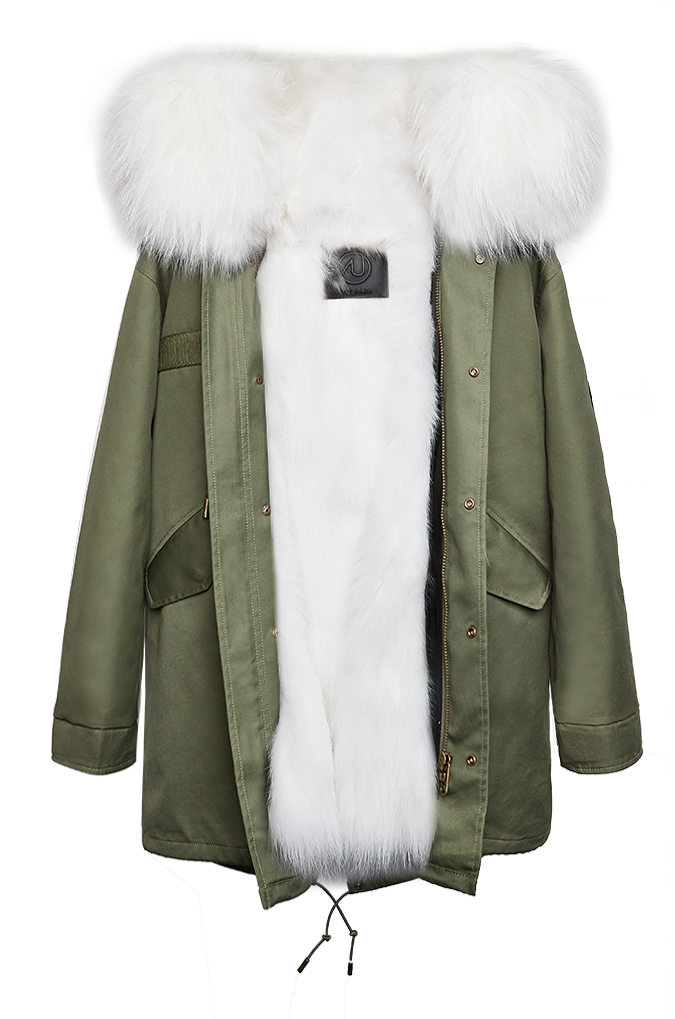 Green Parka White Fox - Green Parka White Fur (800x1200), Png Download