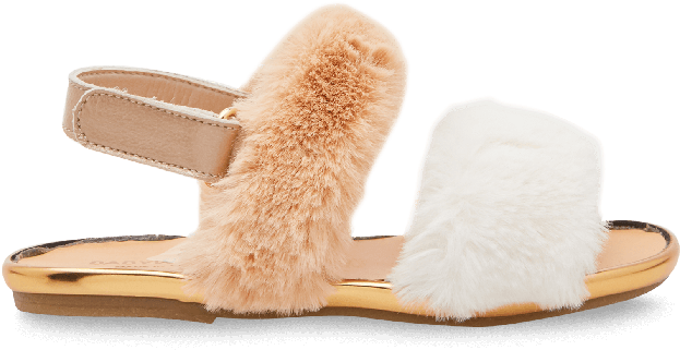 White & Brown Furry Sandals - Flip-flops (700x700), Png Download