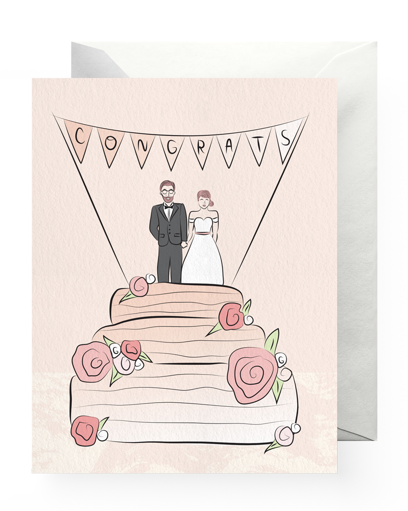 Wedding Cake Congrats, Bride & Groom - Illustration (799x1000), Png Download