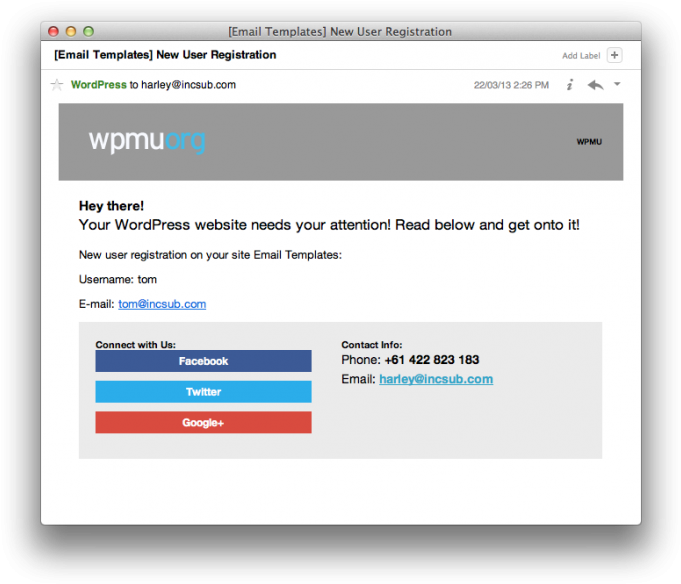 Pretty Wordpress Notification Emails - Wordpress Blog Notification Email (700x603), Png Download