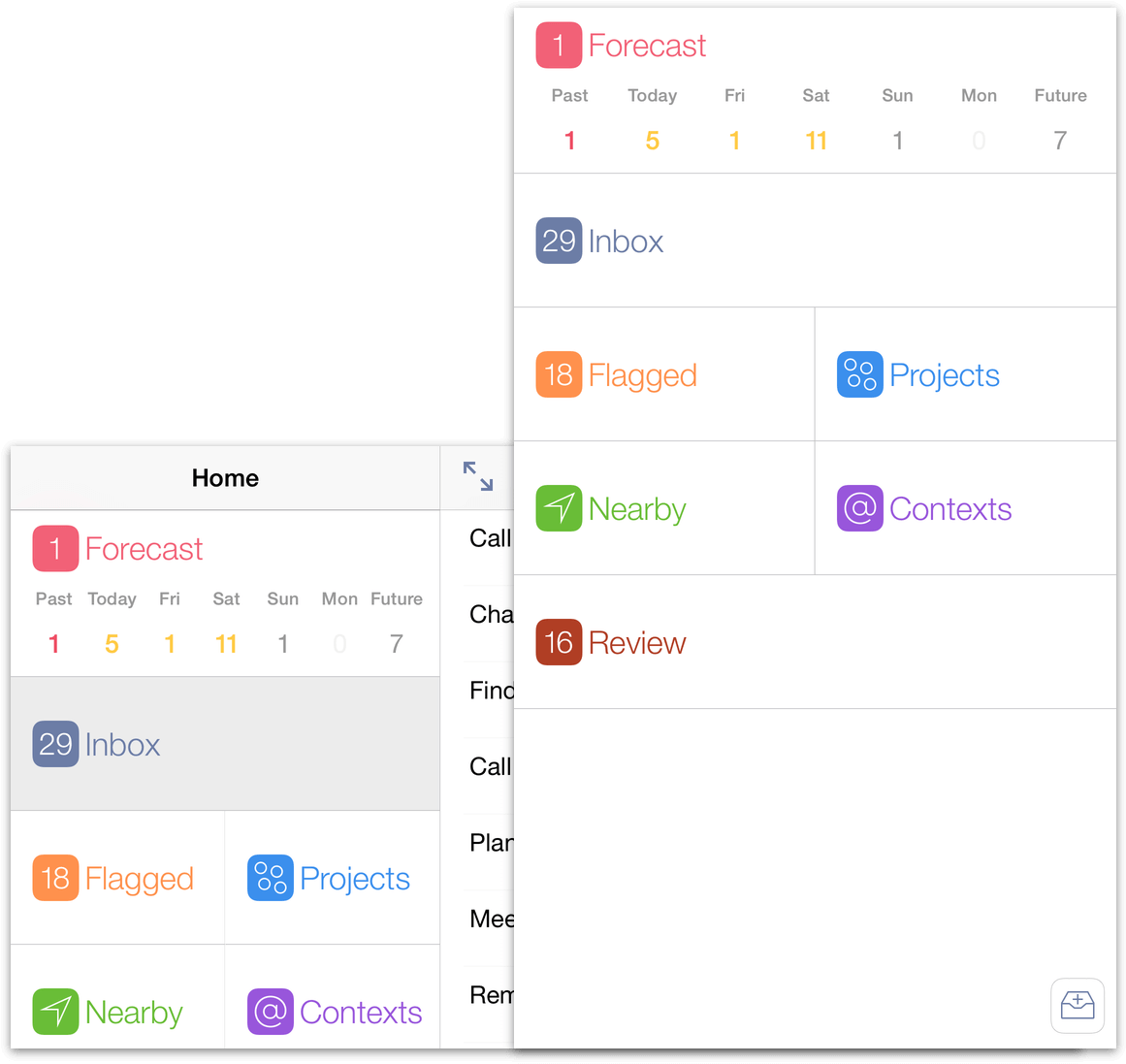 The Home Screen In Omnifocus For Ios On Iphone 6 Plus - Omnifocus Screen (1168x1099), Png Download