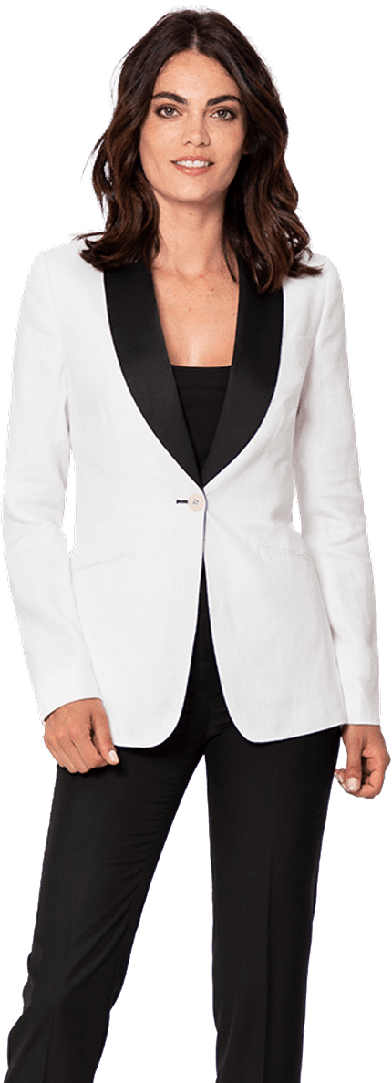 White Tuxedo Blazer - Blue White And Black Tuxedo Women (655x1210), Png Download