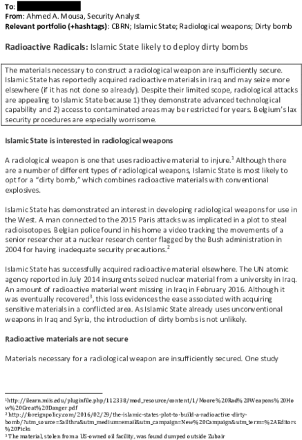 Islamic State Likely To Deploy Dirty Bombs - Quality Improvement Paper Outline (600x776), Png Download