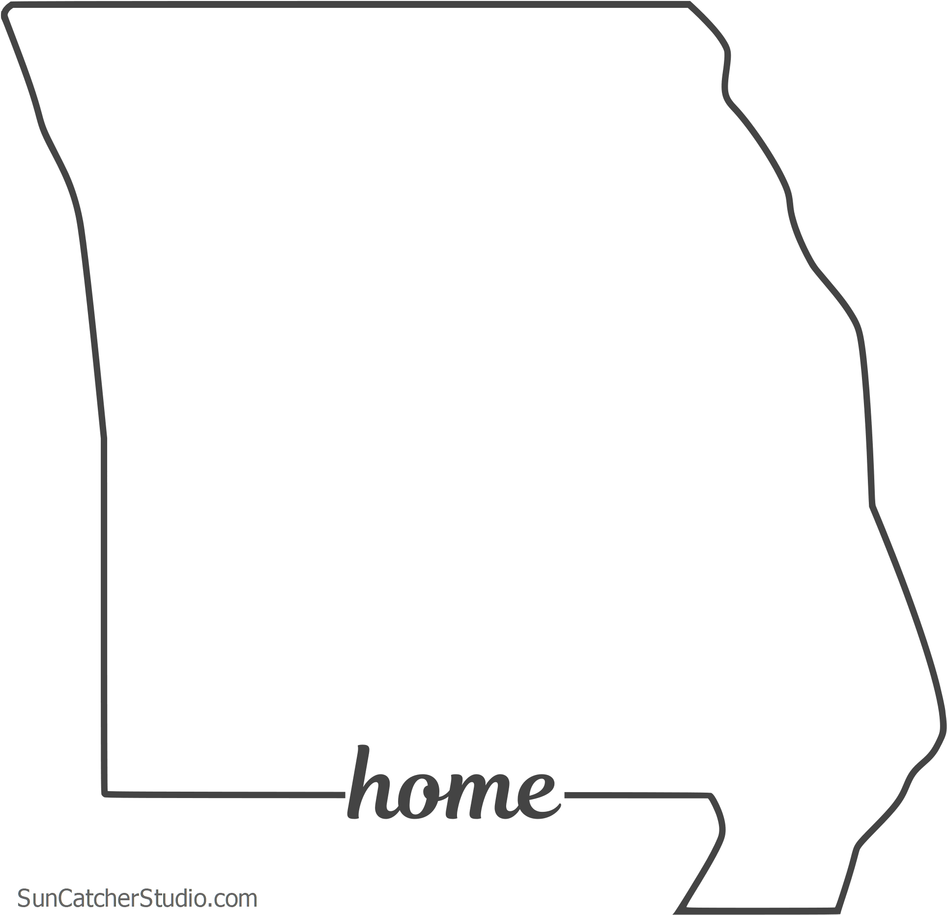 Free Missouri Outline With Home On Border, Cricut Or - Line Art (2000x1935), Png Download