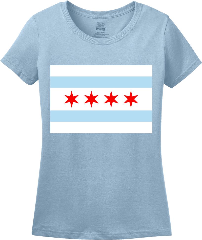 Ladies Light Blue Chicago City Flag - Like To Read Shirt (843x1005), Png Download