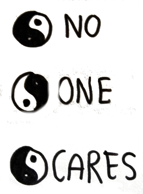 Drawing Text Ying Yang One No Cares Placetobefreeart - Poster (485x657), Png Download