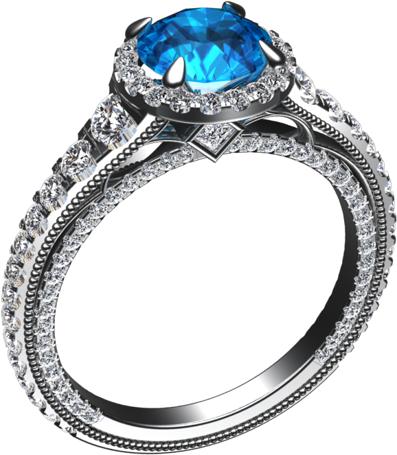 00 Carat Natural Blue Topaz And Diamond Ring Style - Ring (960x720), Png Download