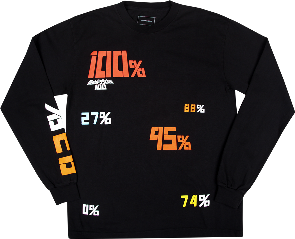 Mob Psycho All Percentages Ls Tee - Long-sleeved T-shirt (1200x1200), Png Download