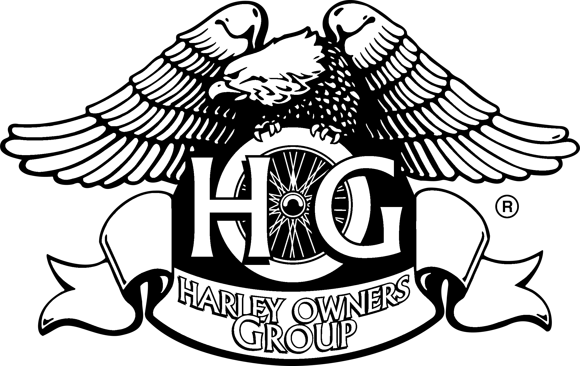 Harley Hog Logo Black And White - Harley Owners Group Japan (2400x1517), Png Download