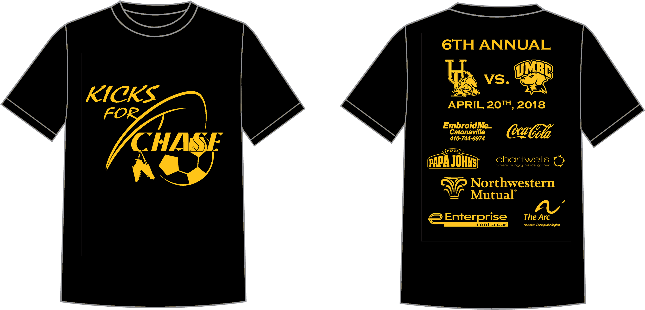 Kicks For Chase 2018 Mock - T Shirt Logo Front And Back (2850x1390), Png Download