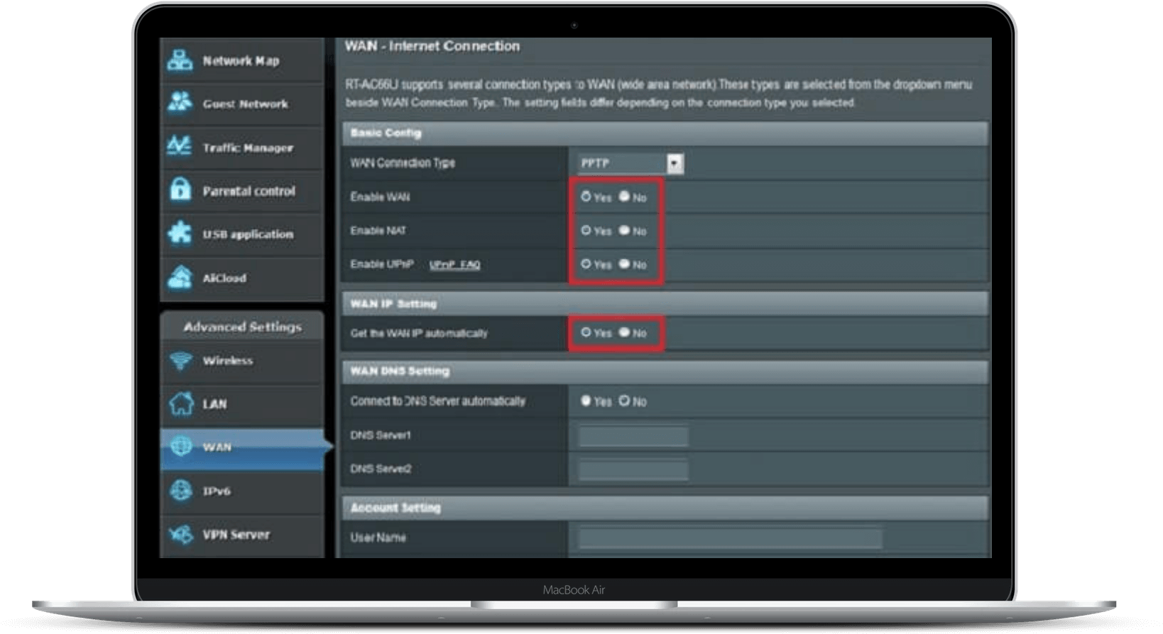 Setup Apple Tv Vpn On Physical Router - Asus Rt Ac58u Setup (1666x896), Png Download