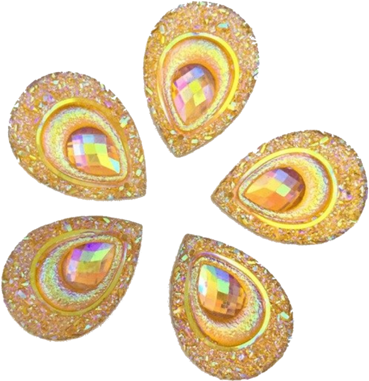 Yellow Sugar Crystal Raindrop Gems For Face Painting - Earrings (900x891), Png Download