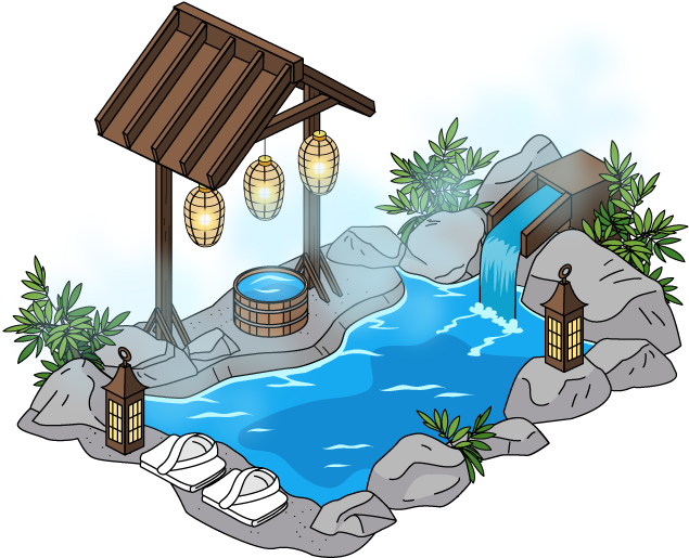 Samurai Quagmire - Cartoon Hot Springs Clipart (700x543), Png Download