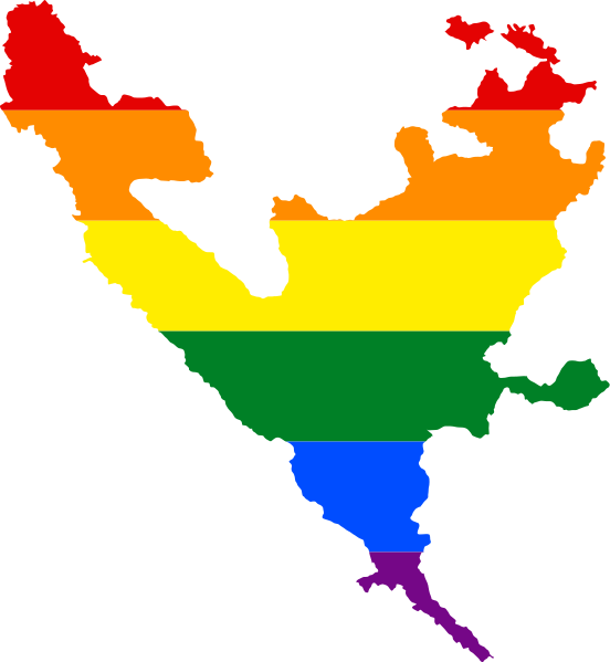 Lgbt Flag Map Of Federation Of Bosnia And Herzegovina - Lgbt Bosnia And Herzegovina (552x599), Png Download