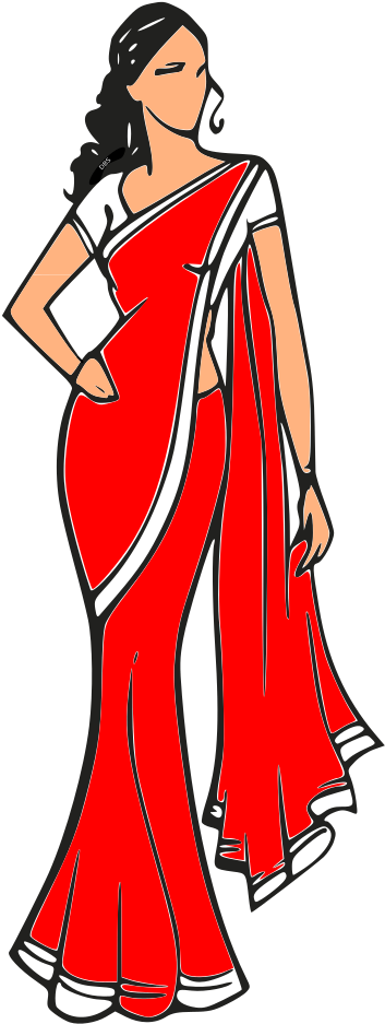 Big Image - Women In Saree Clipart (1697x2400), Png Download