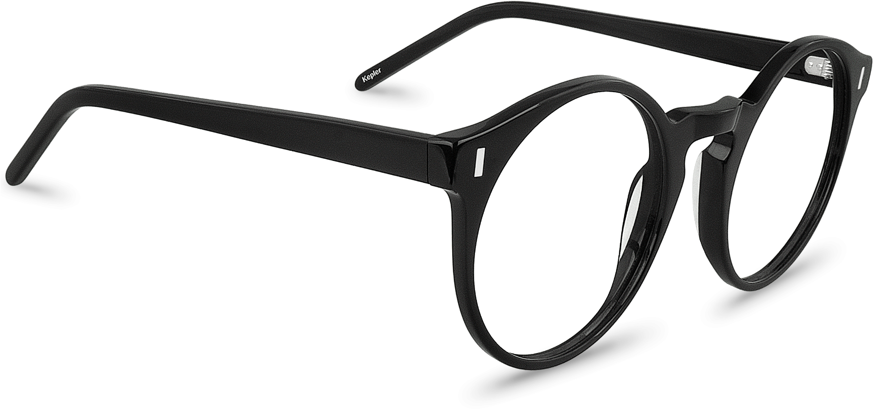 Corner View Of Kepler Black Ronde Glasses Made From - Monochrome (1800x1200), Png Download