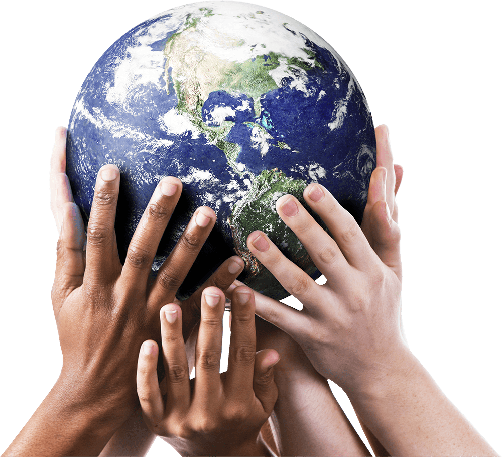 Global Hotel Systems - Many Hands Holding Earth (1000x910), Png Download.