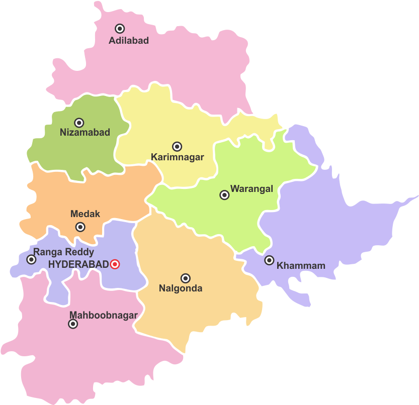 Temples - Telangana New Map Png (900x905), Png Download