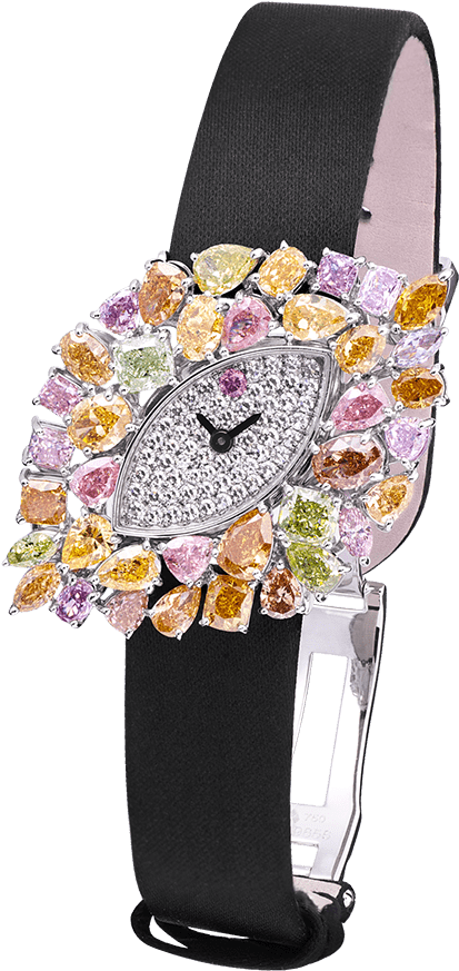 Fancy Color Diamond Ladies' Watch - Analog Watch (1000x1000), Png Download
