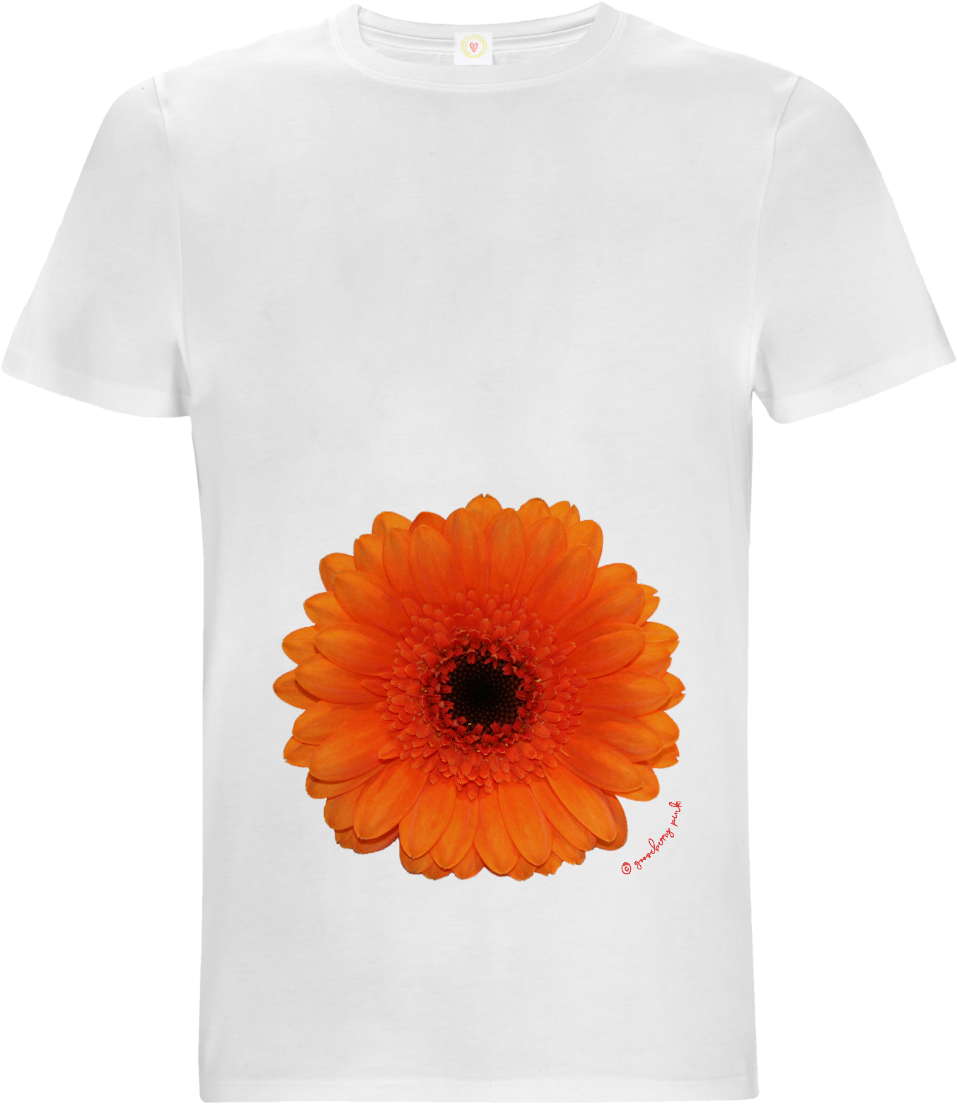 Gooseberry Pink Orange Gerbera Relaxed Fit Top In White - English Marigold (2000x2000), Png Download
