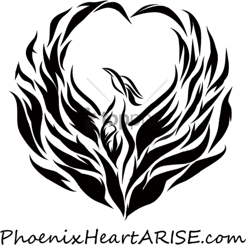 Free Png Download Phoenix Bird Images Black And White - Transparent Background Heart Logo Png (850x849), Png Download