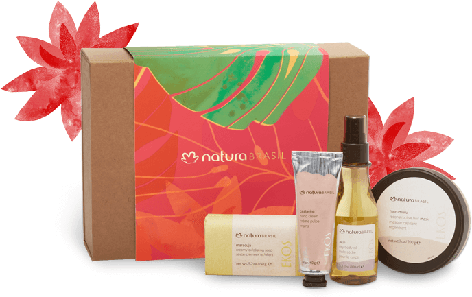 Box With Beautiful Tropical Leaves That Contains Four - Cosmetics (959x468), Png Download