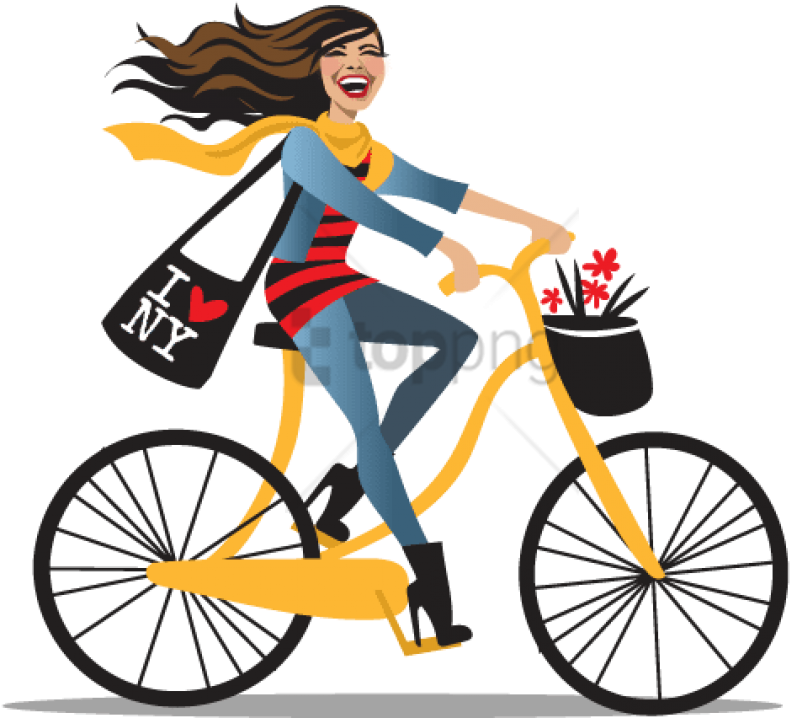 Free Png Girl With Bicycle Transparent Background Png - Clipart Images Girl On Bike (850x718), Png Download