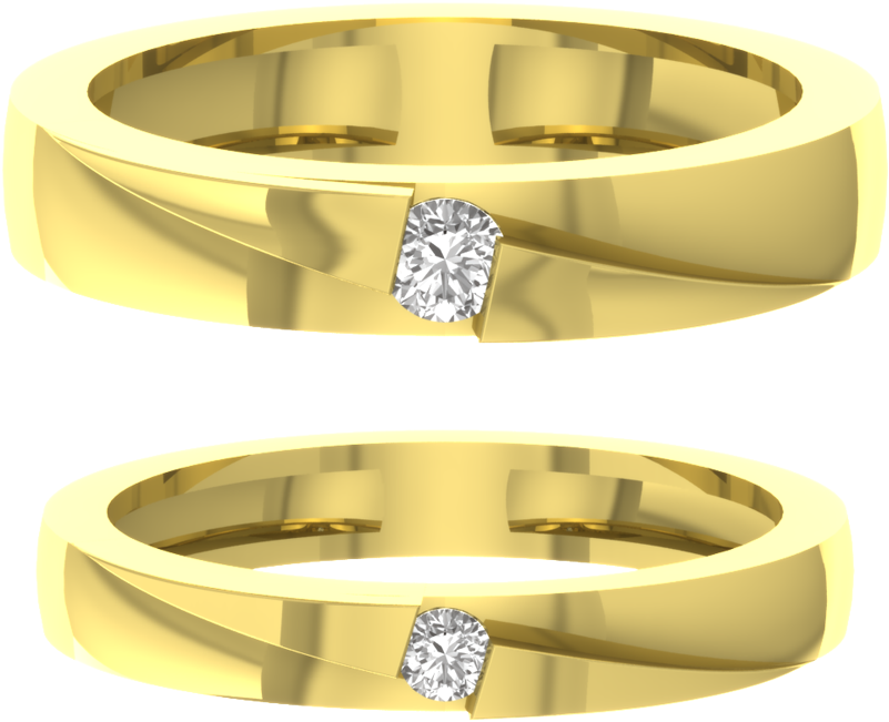 Ted Ursula Wedding Couple Rings Within Ring Wedding - Indian Gold Engagement Rings For Couple (900x900), Png Download