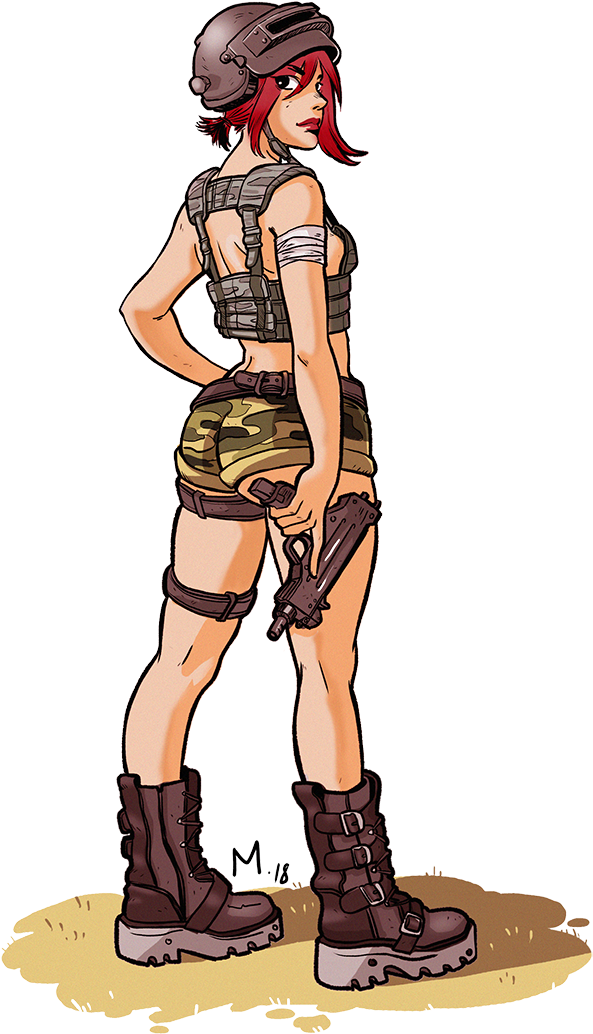 Hunter Girl - Pubg Girl Art (800x1129), Png Download