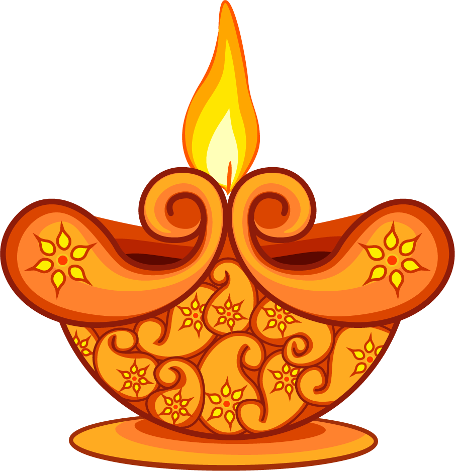 卡通手绘唯美油灯 - Clipart Diwali Lamp Png (905x938), Png Download