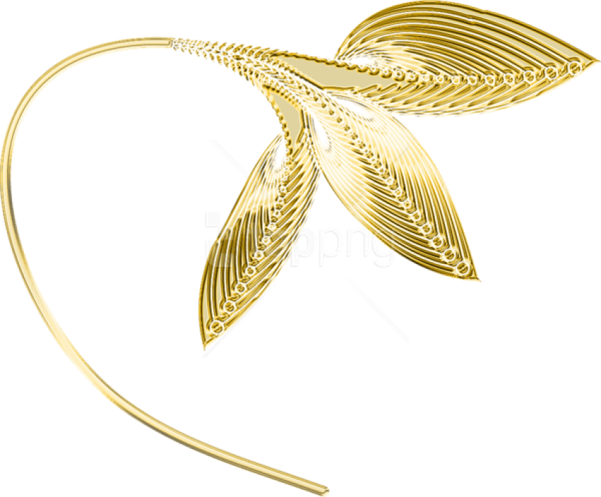 Free Png Download Gold Decorative Leaves Clipart Png - Gold Leaves Png (850x702), Png Download