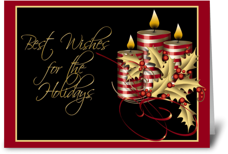 Gold Holly, Candles, Christmas Greeting Greeting Card - Bang Huu (848x698), Png Download