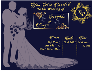 Rich Blue, Modern And Elegant Muslim Wedding E- Card - திருமண வாழ்த்து (324x251), Png Download