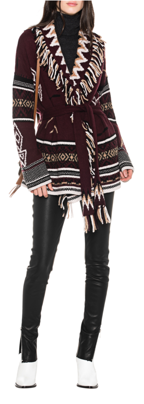 360 Sweater Vivian Indian Bordeaux // Woolen Cashmere - Fashion Model (618x794), Png Download