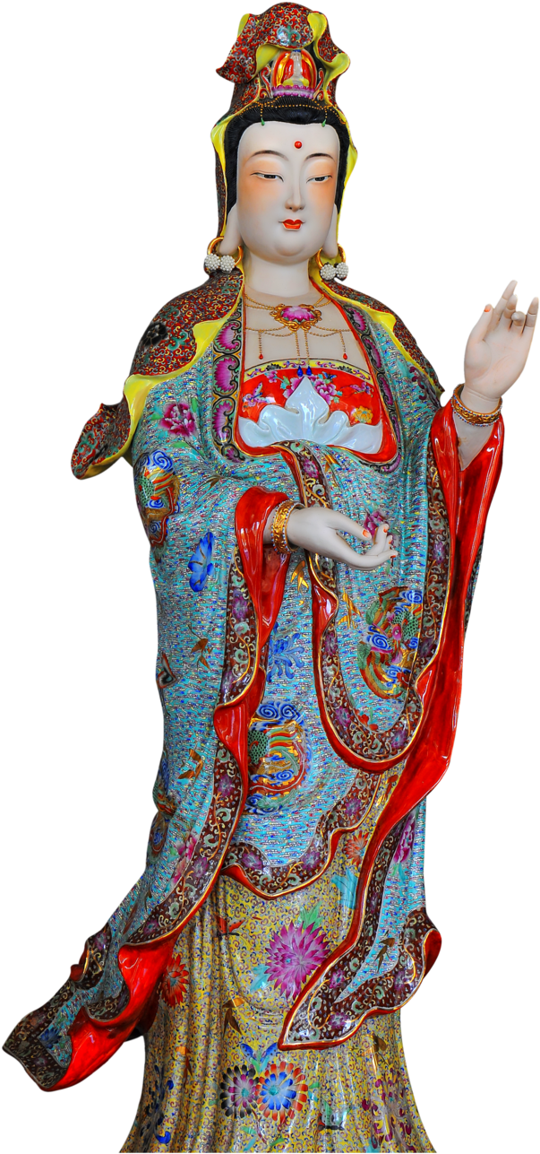 Guanyin, Buddhist Art, Pottery Bowls, Buddha Statues, - Visual Arts (618x1294), Png Download