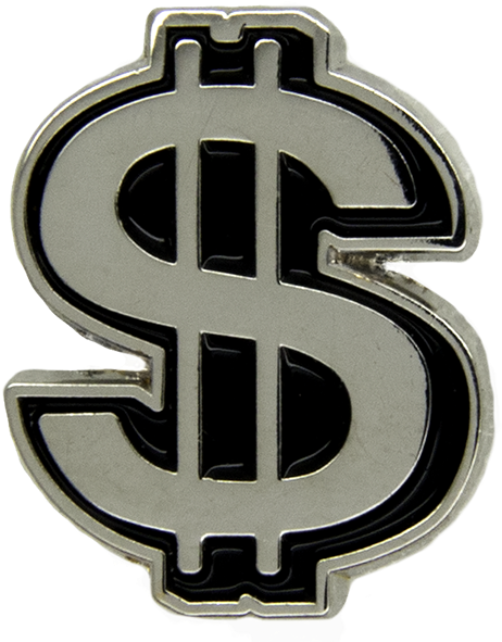 Dollar Pin, Silver - Dollar Sign (600x600), Png Download